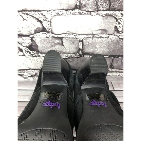 Indigo Clarks Black Suede Leather Ankle Stacked Heel Booties Sz Women 8M US/39EU - Picture 7 of 16